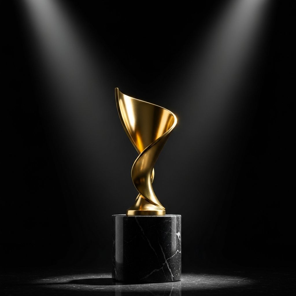 Gold award on dark marble