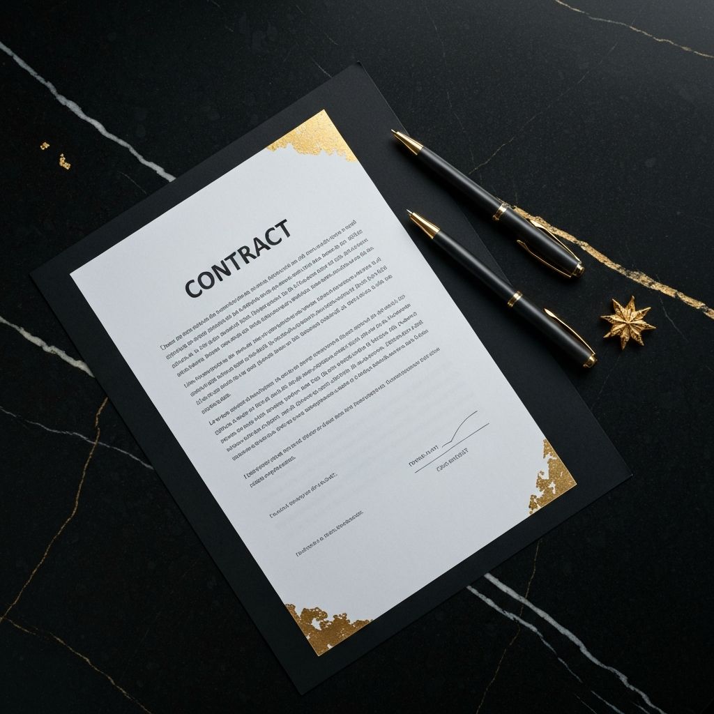 Contract document on marble desk